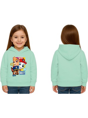 Sedirli Unisex Pawpetrol Baskılı Çocuk Swaetshirt Kapşonlu 3 Iplik Şardonlu