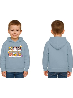 Sedirli Unisex Baskılı Çocuk Swaetshirt Kapşonlu 3 Iplik Şardonlu