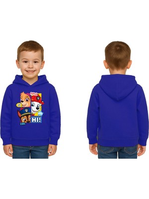 Sedirli Unisex Pawpetrol Baskılı Çocuk Swaetshirt Kapşonlu 3 Iplik Şardonlu