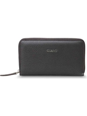 Guard Telefon Girişli Fermuarlı El Portföyü - Kahverengi