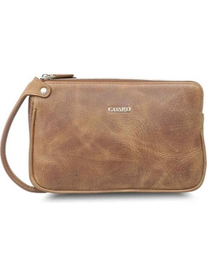 Guard Antik Taba Unisex Çift Fermuarlı El Çantası
