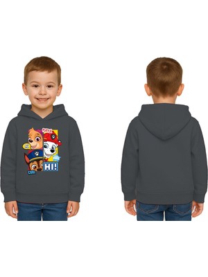 Sedirli Unisex Pawpetrol Baskılı Çocuk Swaetshirt Kapşonlu 3 Iplik Şardonlu