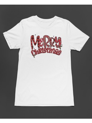 Bumeta Klasik Yılbaşı Merry Christmas Baskılı Unisex Tişört T-Shirt