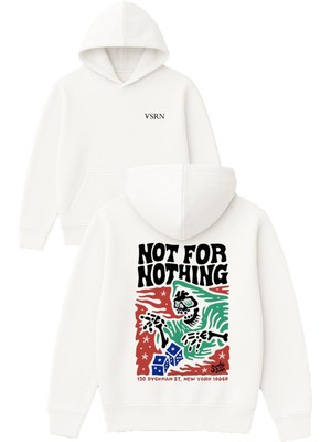 Vsrn Hot For Nothıng Tasarım Baskılı Oversize Beyaz Kapüşonlu Sweatshirt