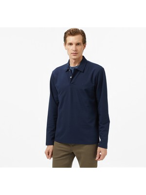 Nautica Erkek Lacivert Classic Fit Uzun Kollu Polo Yaka T-Shirt