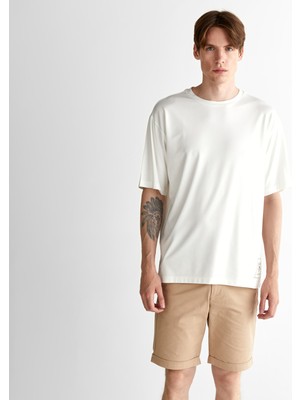 Gant Erkek Krem Relaxed Fit Bisiklet Yaka Logolu T-Shirt