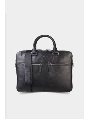 Guard 3 Bölmeli Siyah Deri Evrak Çantası