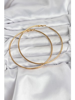 Evyora 316L Çelik Gold Renk 75 mm Halka Küpe
