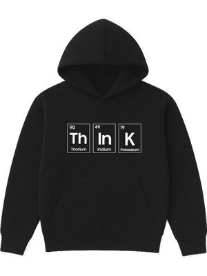 Vsrn Think Tasarım Baskılı Oversize Siyah Kapüşonlu Sweatshirt