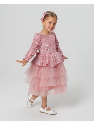Miço Kids Payetli Peplumlu Kız Çocuk Abiye Elbise