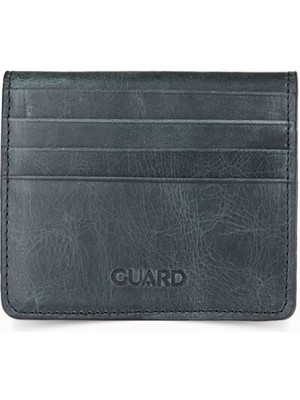 Guard Antik Siyah Patlı Tasarım Deri Kartlık