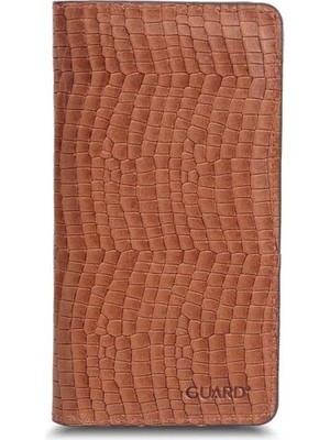 Guard Plus Telefon Girişli Taba- Kahve Texas Baskı Deri Unisex Cüzdan