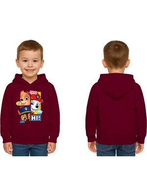 Sedirli Unisex Pawpetrol Baskılı Çocuk Swaetshirt Kapşonlu 3 Iplik Şardonlu