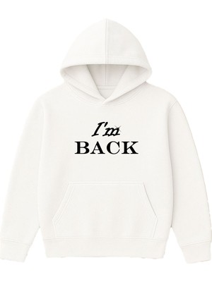 Vsrn Im Back 1 Tasarım Baskılı Oversize Beyaz Kapüşonlu Sweatshirt