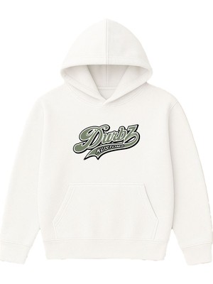 Vsrn Durb Tasarım Baskılı Oversize Beyaz Kapüşonlu Sweatshirt