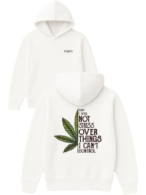 Vsrn Today I Wıll Tasarım Baskılı Oversize Beyaz Kapüşonlu Sweatshirt
