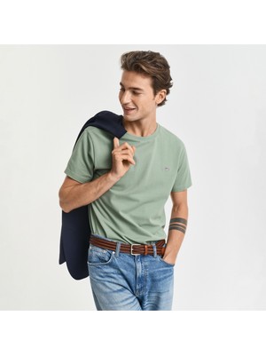 Gant Erkek Yeşil Slim Fit Bisiklet Yaka T-Shirt