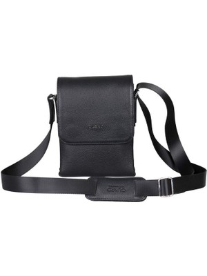 Guard Siyah Deri Çok Bölmeli Omuz Çantası