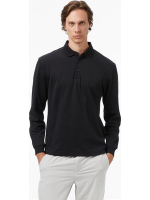 Nautica Erkek Siyah Classic Fit Uzun Kollu Polo Yaka T-Shirt