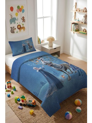 Dolce Mariee Frozen Temalı Kadife Kumaş Çocuk Yatak Örtüsü Seti (2 Parça) TKY0029