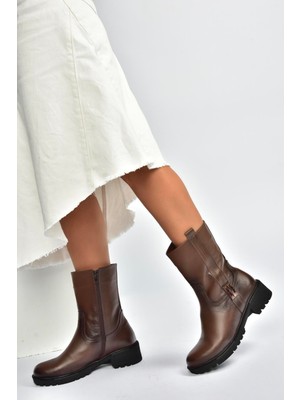 Fox Shoes V654070603 Kahverengi Hakiki Deri Kadın Bot