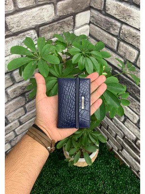 Guard Lacivert Croco Desenli Lastikli Spor Kartlık