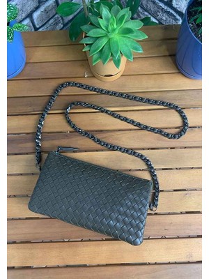 Guard El Örgüsü Küçük Boy Yeşil Hakiki Deri Kadın Çantası