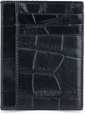 Guard Siyah Timsah Baskı Deri Kartlık
