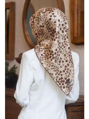 Vissona Tivil Ipek Eşarp 60911 - 7 - 0004 - 0007 Krem Bej Çiçek Desen