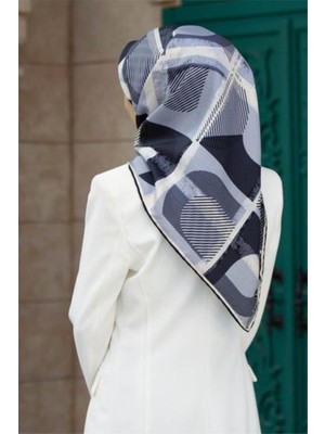 Vissona Tivil Ipek Eşarp 51918 - 0001 - 0003 Lacivert Çizgi Desen