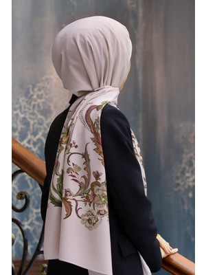 Vissona Kadın Lüks Medine Ipeği Şal Bej-4