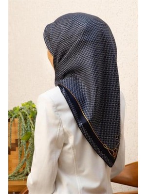 Vissona Tivil Ipek Eşarp 60960 - 18 - 0033 - 0033 Lacivert Monogrom Desen