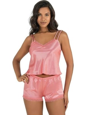 Marsilyan Arias Closet Mercan Saten Şort Takımı 9210