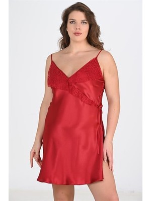 Marsilyan Arias Closet Büyük Beden Bordo Gecelik 2107