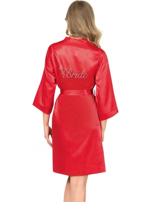 Marsilyan Arias Closet Kırmızı Kısa Saten Bride Sabahlık