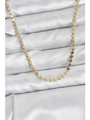 Novytech 316L Çelik Zincir Gold Renk Ezme Zincir Model 65 cm Kadın Kolye - Lisinya