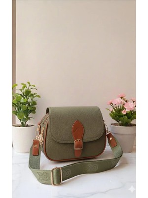 Goldbags Kadın Yonca 3 Cepli Kapaklı Fermuar ve Çıt Çıt Kapama Kol ve Omuz Çantası