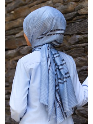 Vissona Kadın Fresh Ipek Şal Bebe Mavisi Siyah