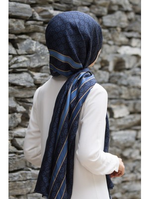 Vissona Kadın Fresh Ipek Şal 90X200 Lacivert Bebe Mavisi