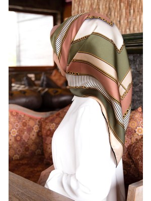 Vissona Tivil Ipek Eşarp 17217 - 0037 - 0015 Yeşil Karışık Desen