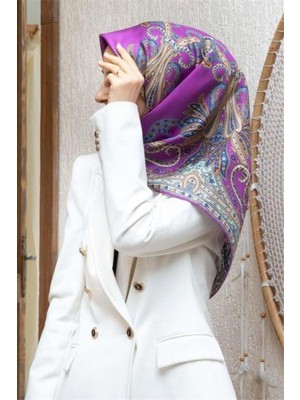 Vissona Tivil Ipek Eşarp 60777 - 11 - 0025 Fuşya Karışık Desen