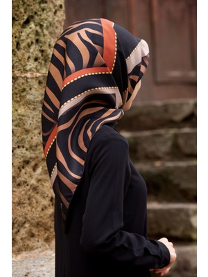 Vissona Kadın Twill Ipek Eşarp Gold Siyah