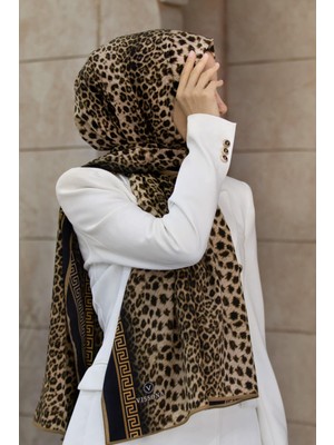 Vissona Kadın Lüks Medine Ipeği Şal Bej - Siyah