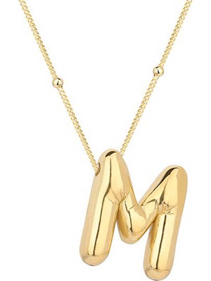 Costurera 925 Ayar Gümüş Gold Balon M Harfi Kadın Kolye
