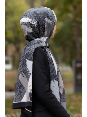 Vissona Kadın Lüks Medine Ipeği Şal Siyah - Gri
