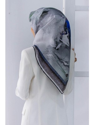 Vissona Tivil Ipek Eşarp 51422 - 0036 - 0032 Gri Karışık Desen