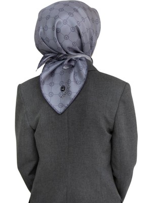 Vissona Tivil Ipek Eşarp 52033 - 9 - 0028 Gümüş Logo Desen