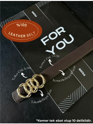 Fiori Hakiki Bombeli Deri Birleşik Halka Tokalı Kadın Pantolon Kemeri, Ceket Kemeri, Elbise Kemeri