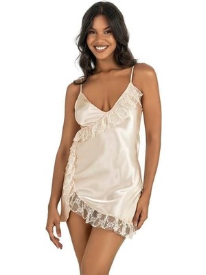 Arias Closet Fildişi Kısa Saten Gecelik 8229