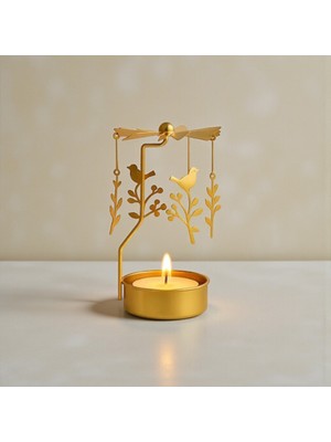 Hediyesahibi Altın Renkli Dönen Metal Mumluk Dans Eden Yıldızlar Tasarımlı Dilek Çanı